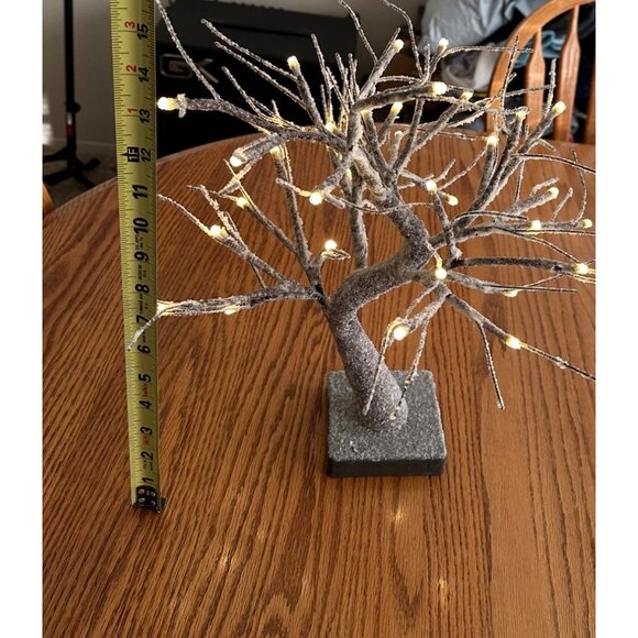 Snow Frosted LED Lighted Tabletop Tree 16" Ornament Decorations Holder READ - Picture 7 of 8
